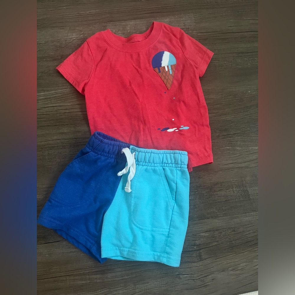 Cat & Jack - Ice Cream Tee and Shorts Set - 12 Months